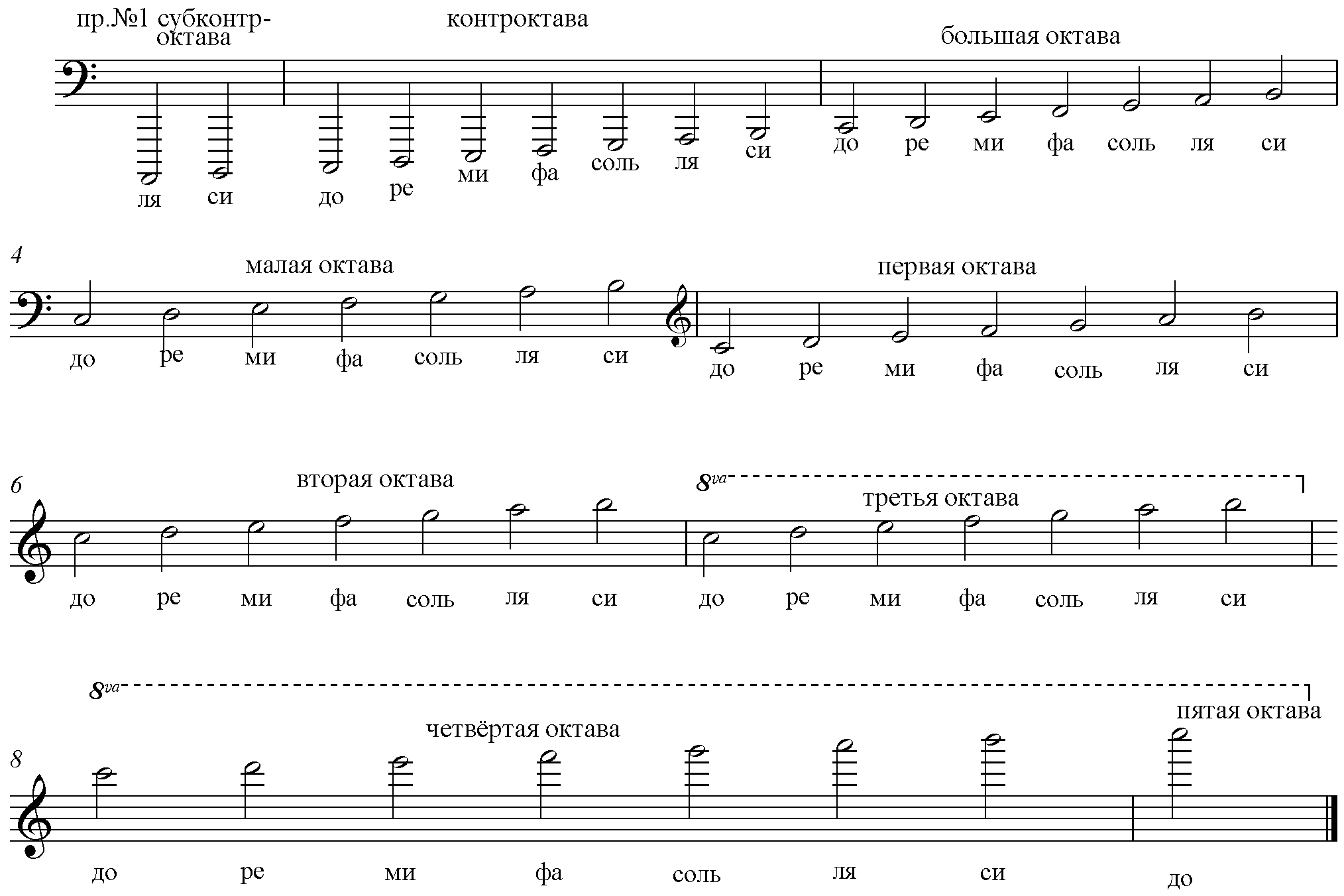 Расположение басовых нот